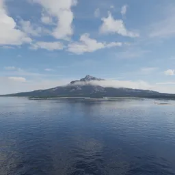 Island on the Ocean Cloudy Sky