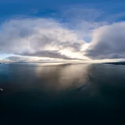 Aerial Cloudy Ocean Sunset