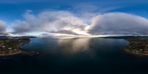 Aerial Cloudy Ocean Sunset