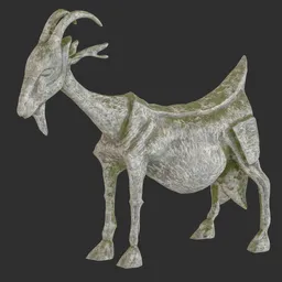 Ancient Goat stone moss statue