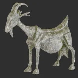 Ancient Goat stone moss statue