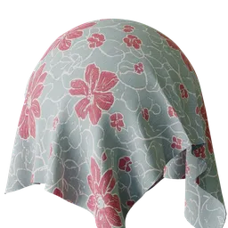 High-resolution floral fabric PBR texture for 3D rendering in Blender and other applications.