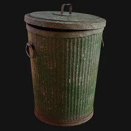 Midcentury Galvanized Trash Can Painted
