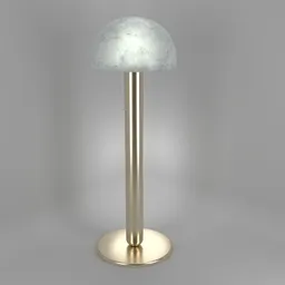 "Floor Lamp Coco Republic Element Alabaster - Modern and luxurious design with white marble and gold accents. Highly detailed texture and realistic lighting for professional use in Blender 3D. Created by Perle Fine with top-quality fur simulation and thunderstrike effects."