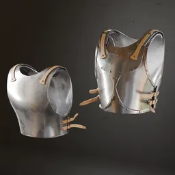 Detailed low poly 3D model of medieval armor with realistic textures, suitable for Blender subdivision.
