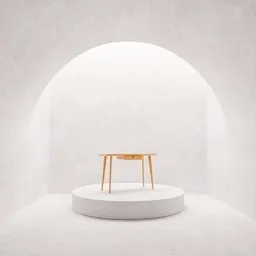 Minimalist 3D-rendered white hallway with podium for product display, ideal for Blender visualizations.