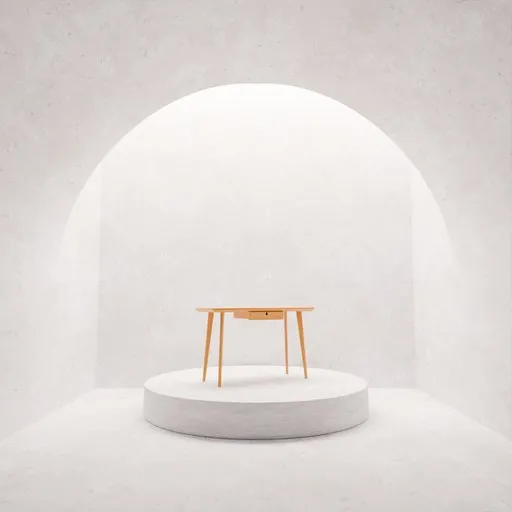 Minimalist 3D-rendered white hallway with podium for product display, ideal for Blender visualizations.
