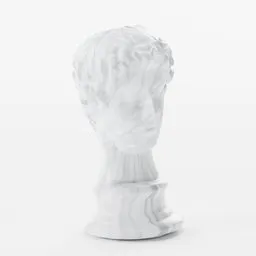 Detailed 3D model render of Michelangelo's David with realistic marble texture, for use in Blender.