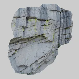 Highly detailed 3D model of textured rock cliff suitable for Blender rendering and CGI landscapes.