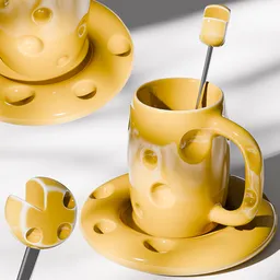 Glazed Ceramic Cheese Dish & Cup