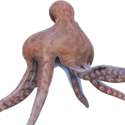 High-quality 3D octopus model with detailed textures and tentacles, compatible with Blender.
