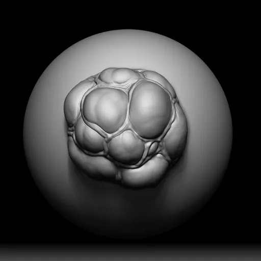 3D sculpting brush effect for Blender, creating swollen egg-like shapes ideal for monster model detailing.