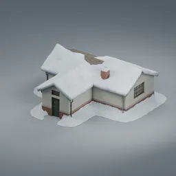 Snow-covered brick building exterior