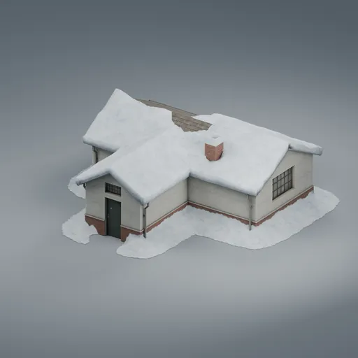 Snow-covered brick building exterior