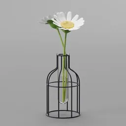 Daisy Flower in Wire Glass Tube