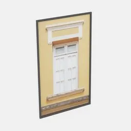 Detailed 3D model of a vintage window frame with realistic textures, suitable for Blender rendering.