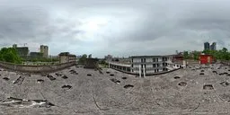 Overcast sky over urban rooftops for 16k HDR lighting in 3D scenes