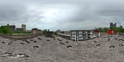 Overcast sky over urban rooftops for 16k HDR lighting in 3D scenes