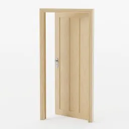 "Interior Door and Frame #11: A classic wooden door with metal latch and frame, modeled in Blender 3D. Perfect for architectural renders and educational supplies. Vertical flat head design inspired by Andrew Robertson."