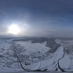 Ariel View Of Snowy Day