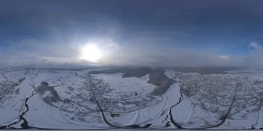 Ariel View Of Snowy Day