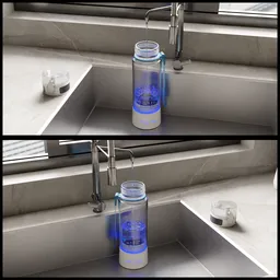 Bottle filling fluid simulation
