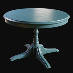 Painted Circular Dinner Table Blue