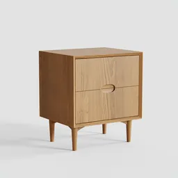 Detailed 3D render of a pinewood bedside table with a realistic texture and shadows, suitable for Blender 3D projects.