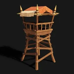 Stylized Hand-Painted Wooden Watchtower