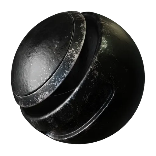 Procedural PBR Edge Wear Black material for Blender 3D with metallic sheen and realistic ambient occlusion effects.