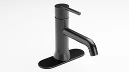 High-quality black matte 3D Blender model of modern faucet, customizable with detachable plate for bathroom design visualization.