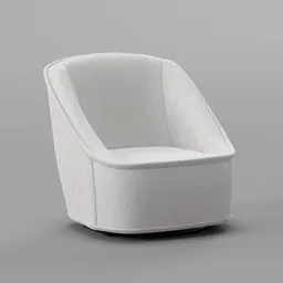 "Enhance your 3D scene with the Pug Swivel Chair, a luxury furniture model for Blender 3D. Featuring a white seat and black base, complete with detailed skin-pore texture and rounded design for a comfortable look and feel."