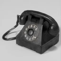 "Antique-phone 3D model for Blender 3D - A photorealistic, art deco style corded phone from the 19th century, with intricate details and textures. Perfect for concept art and vintage scenes."