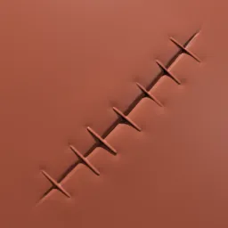 3D Sculpting Brush for Blender creating realistic stitched wound effects on virtual models.