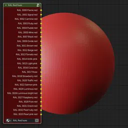 High-quality PBR material depicting RAL Classic red hues for realistic texturing in Blender 3D and other rendering software.