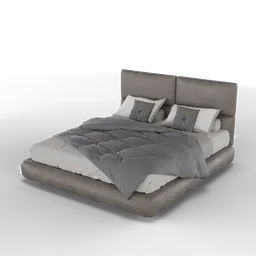 High-quality 3D model of a Marcel Wanders designer bed with pillows and quilt for Blender rendering.