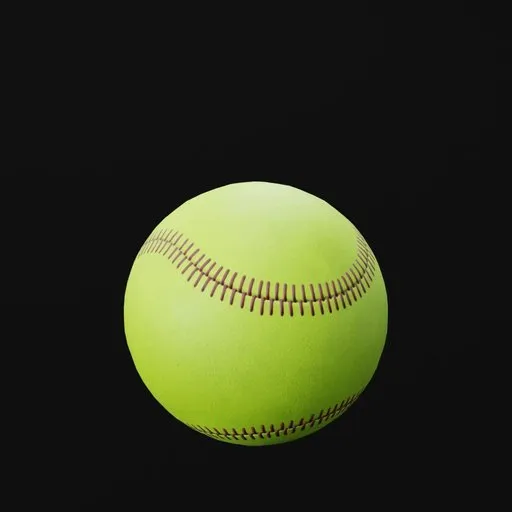 High-quality Blender 3D model of a textured softball for sports simulations and digital renderings, isolated on black.