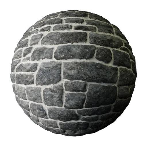 High-resolution 3D render of a realistic stone wall texture with PBR mapping for Blender modeling.