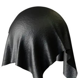 High-quality PBR black leather texture for 3D modeling in Blender, with realistic soft sheen and fine-grain details.
