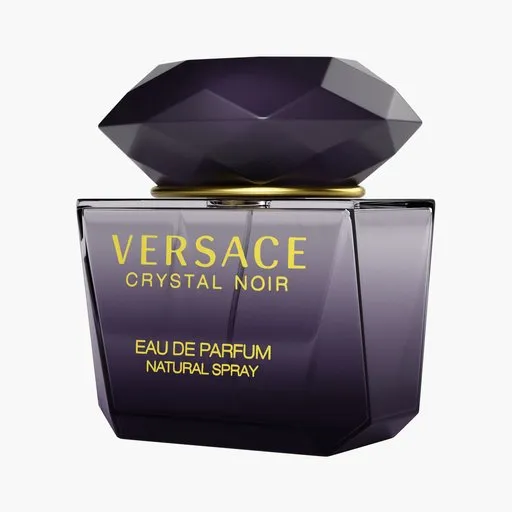 Detailed 3D Blender model of Versace perfume bottle, showcasing intricate facet design and realistic gold accents.