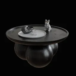 Realistic 3D rendered cocktail table with accessories, optimized for use in Blender 3D visualizations.