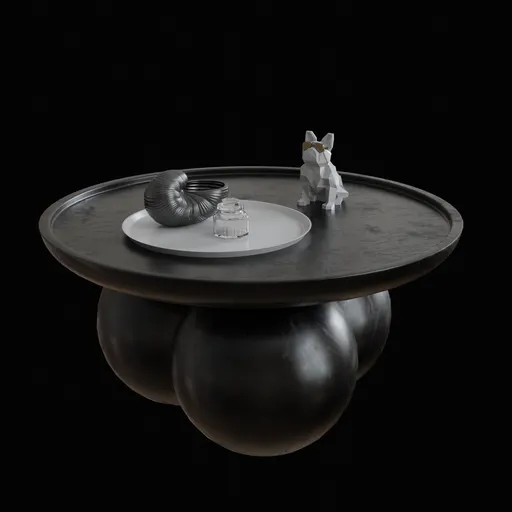 Realistic 3D rendered cocktail table with accessories, optimized for use in Blender 3D visualizations.