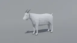 3D low poly goat model with geometric design prepared for CG visualization, two mesh structures, and separate eye objects.