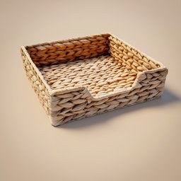 "Decorative African-style straw basket 3D model for Blender 3D. Use as storage or shelf decoration. Designed by Friedrich Traffelet and rendered in Redshift."
