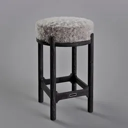 Fur black wood bar stool