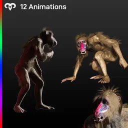 Monkey Animated Rigged