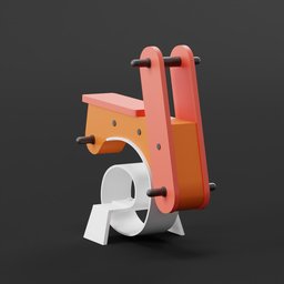 Orange and white 3D-rendered child's bench designed in Blender, showcasing detailed modeling and shading for playground assets.