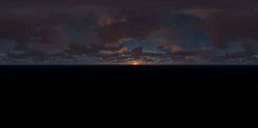 16K resolution evening sky HDR with dramatic clouds and sunset peeking through for realistic scene lighting.