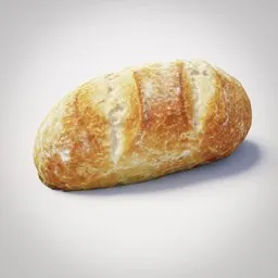 Realistic 3D scanned bread roll model with detailed textures, suitable for Blender rendering, perfect for kitchen visuals.