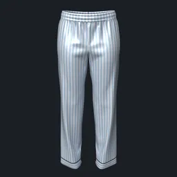 Long Sleeve Striped Silk Pajama Bottoms
